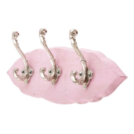 Pink Silver Small Wall Wooden Iron Hooks